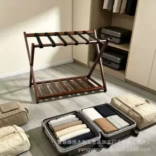 跨境可折叠木质酒店民宿客房双层行李箱置物架行李箱收纳架