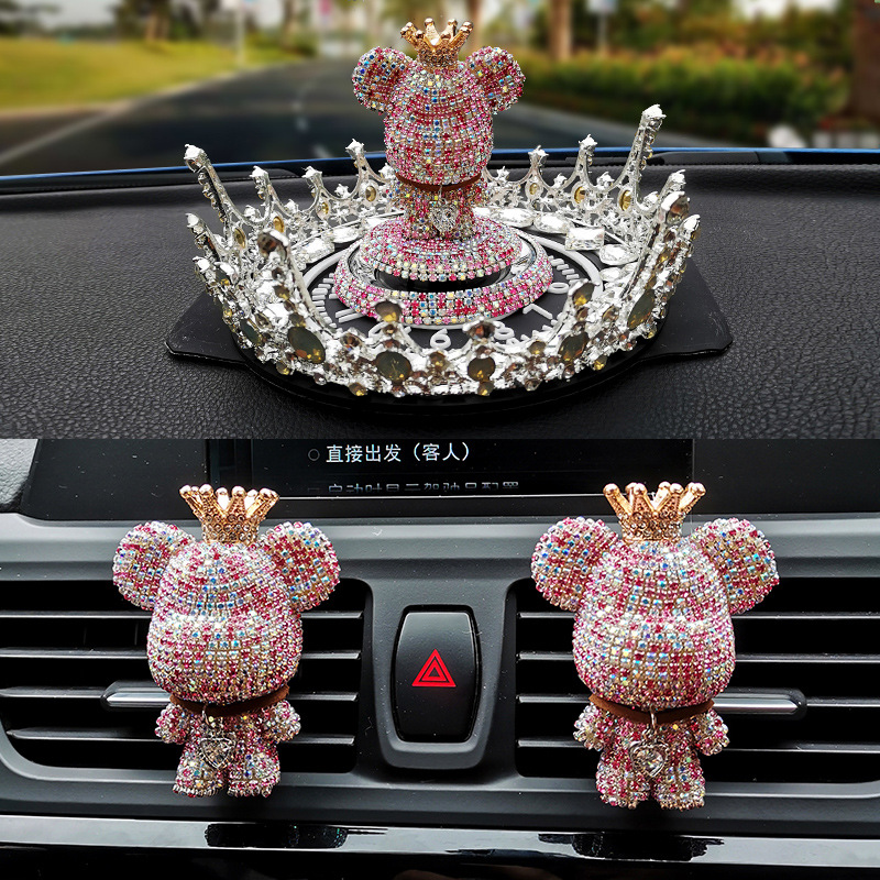 Adorno para Coche con Forma de Oso Violento con Pedrería, Figura de Oso, Decoración para Coche, Soporte para Perfume de Coche con Diseño de Dibujos Animados, Regalo para Mujer