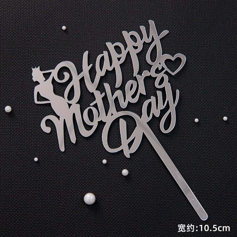 2025 Día de la Madre Gota de agua Diamante Corona Pastel Decoración Adornos Vista trasera Madre Acrílico Plug-in Mariposa Vestir