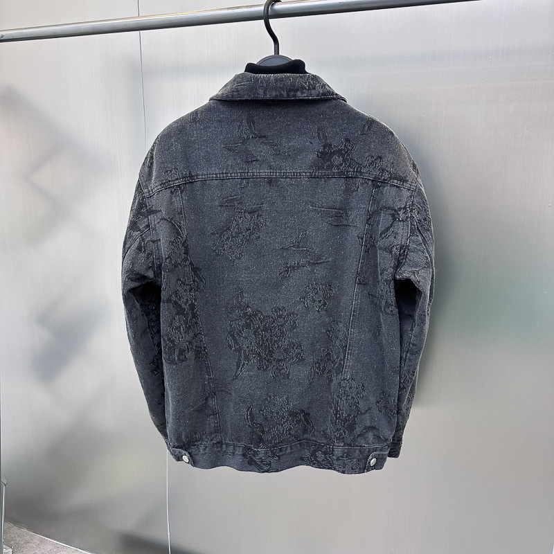 Abbigliamento maschile Autunno Moda maschile Marchio Floreale Giacca in denim Moda Uomo Giacca larga Risvolto Cappotto Tendenza B1BJE3323_voghion.com