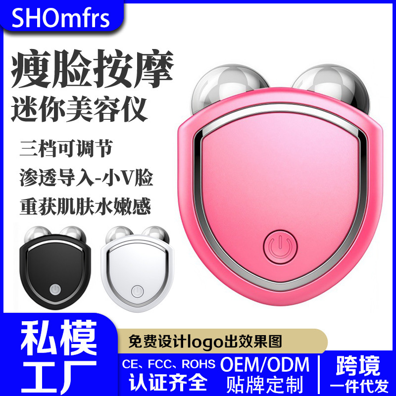 Cross-Mirror Upgrade New Beauty Face-Lifting Device, Lifting Double Roller Face-Lifting Massager, Mini Travel Massager, Rechargeable Model