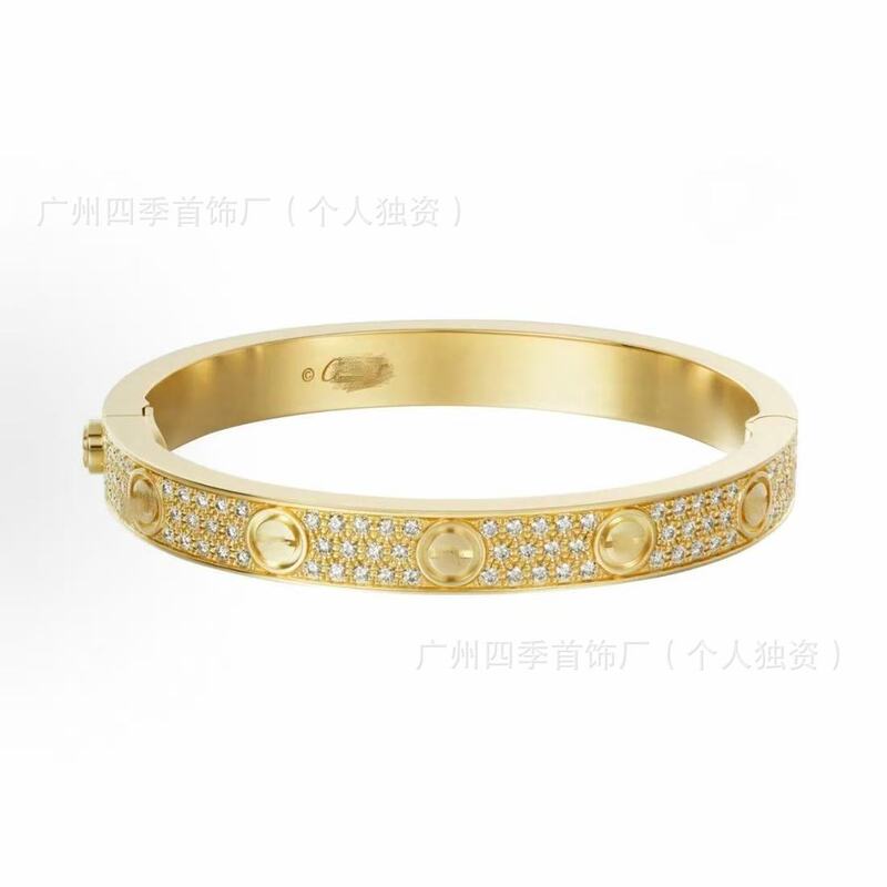高版卡家经典LOVE满天星手镯CNC男女手环玫瑰金厚镀18K金满钻V金|undefined