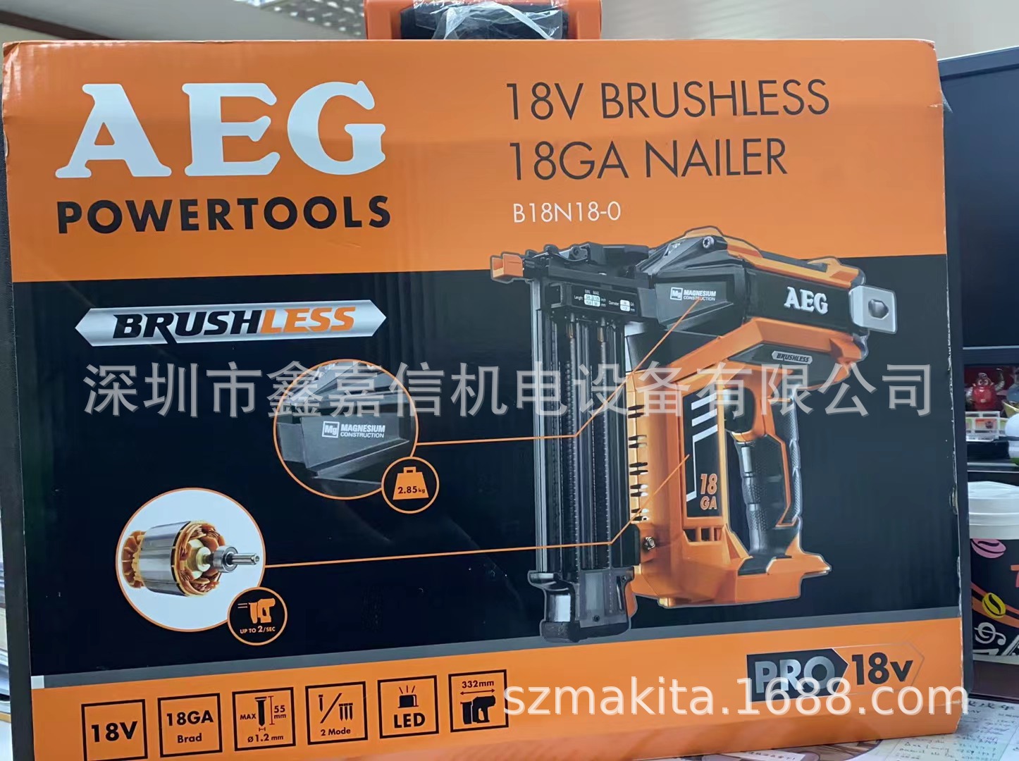 B18N18-0 现货批发德国 AEG 充电无刷直钉枪 B18N18-0