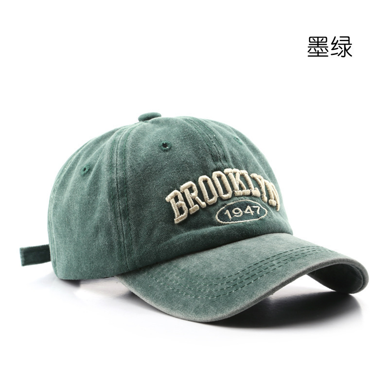 跨境BROOKLYN刺绣棒球帽绣花鸭舌帽水洗做旧遮阳帽弯檐帽宽檐帽|undefined