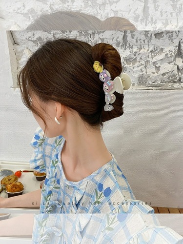 Thin glitter Sanrio hair clip Melody women's back hair clip cute and elegant new girl's hair shark clip