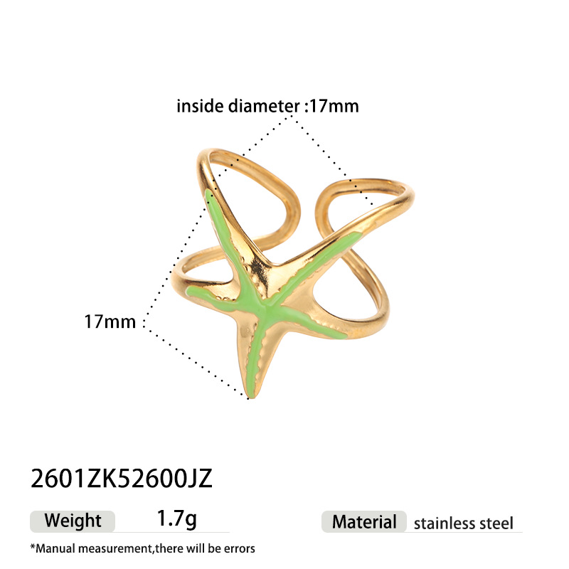 Tina Europa y los Estados Unidos transfronterizos lujo ligero anillo de estrella de mar nicho de diseño de goteo de aceite serie de joyas de mano para mujeres al por mayor