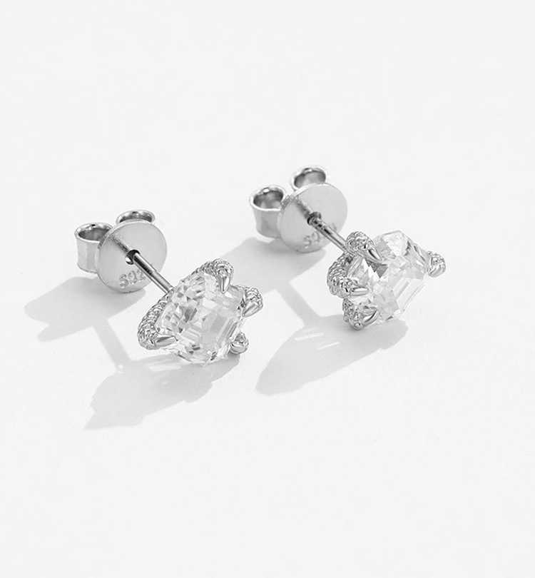 Geometric Pattern 1 Pair 925 Sterling Silver Moissanite Moissanite Earrings Geometric Ear Studs