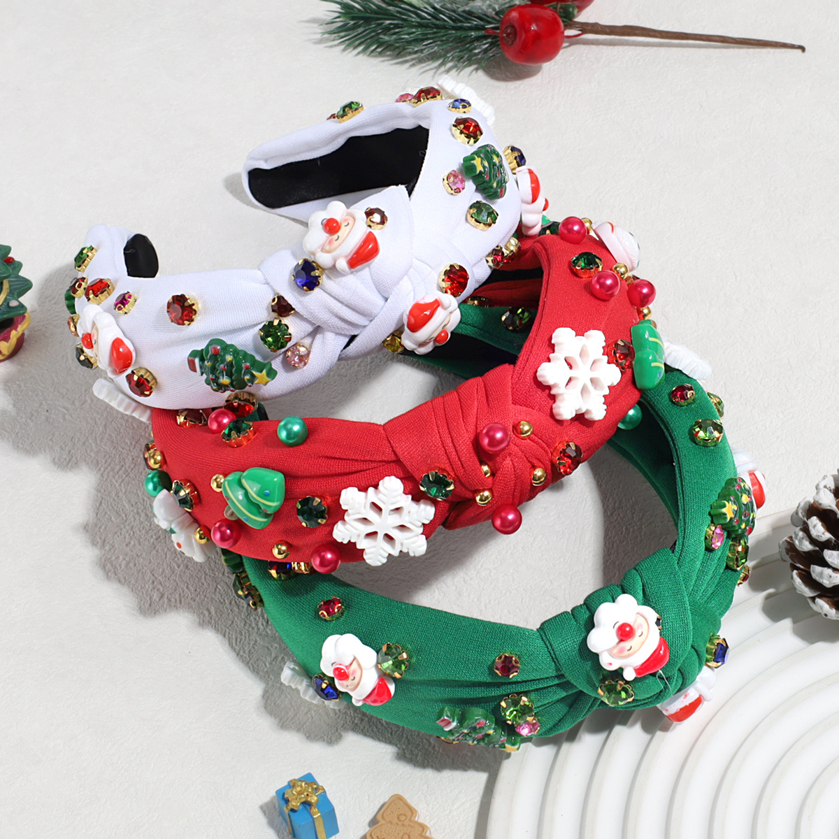141g Weight Hair Band Hair Accessories Type 1 Piece Quantity Daily Occasion Christmas Festival Santa Claus Pattern Women's Gender Flakes Design Vacation, Simple Style Style Christmas Vacation Simple Style Women's Santa Claus Flakes Hair Band 3