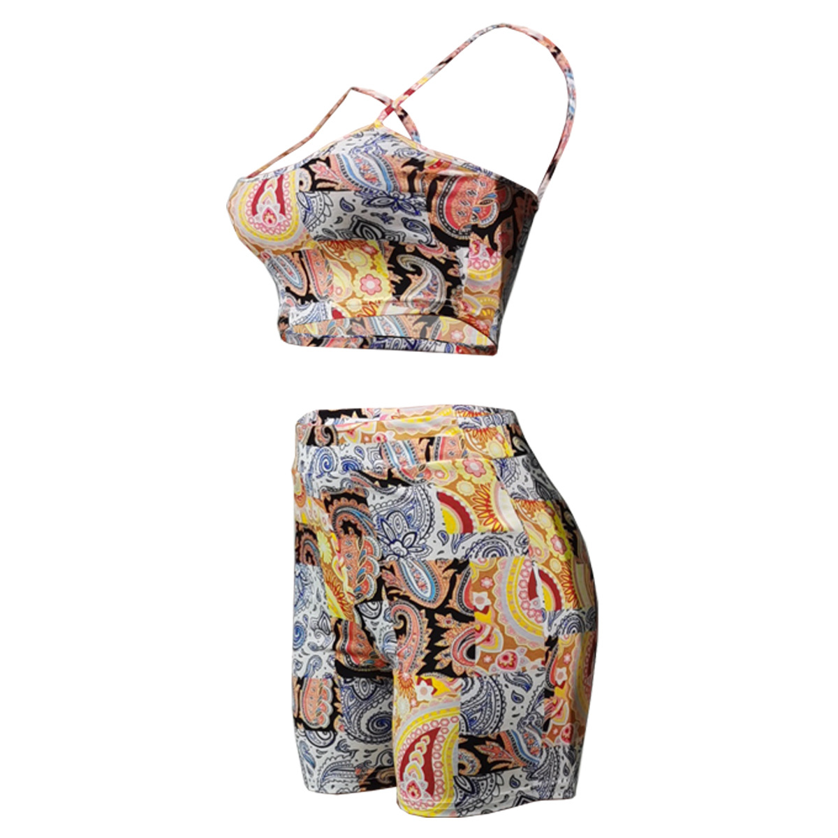 fashion irregular printing shorts two-piece set NSSJW58849