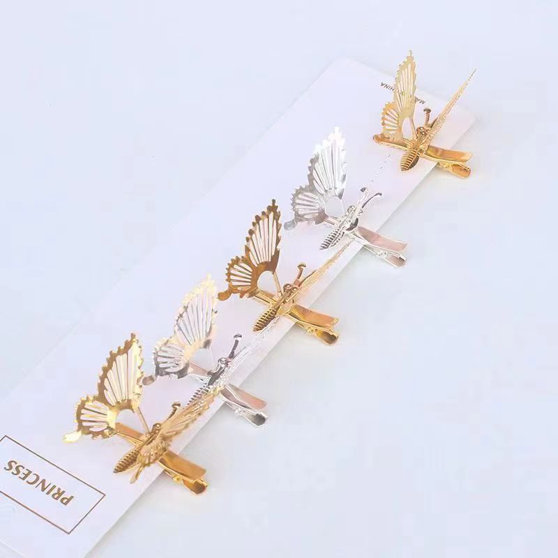 2024新款兒童髮夾立體可愛頭飾夾子側邊夾碎髮夾會動水鑽蝴蝶發卡