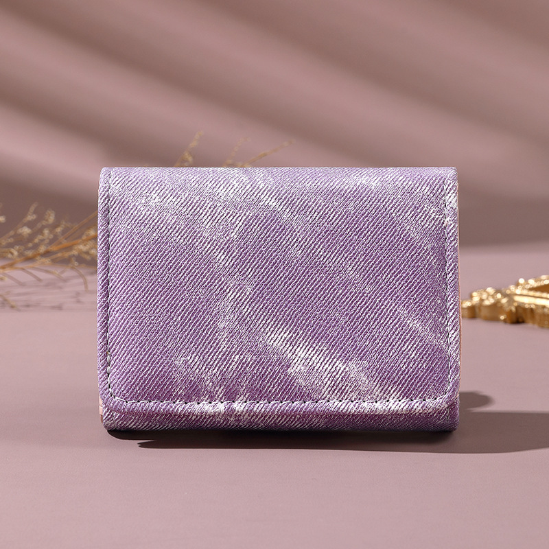 Cartera de mujeres fresca pequeña billetera de tres plegables bolso de tarjetas de estudiantes corto de estilo coreano bolso de cambio de estilo japonés de tarjetas de mujeres