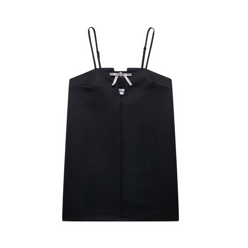Cross-Border Export Women's Clothing 2025 Summer Style Sexy Backless Bow Decorated Spaghetti Straps Sleeveless Suspender Dress