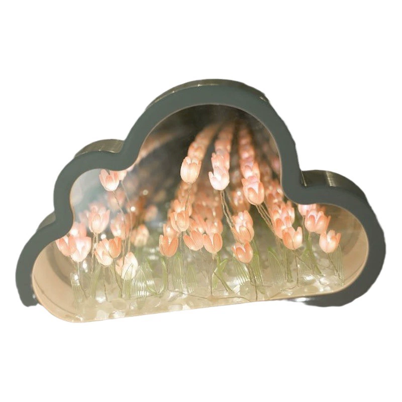 Ночник-зеркало «Тюльпан» для создания атмосферы, ручная работа, подарок на Рождество для девушки или лучшей подруги