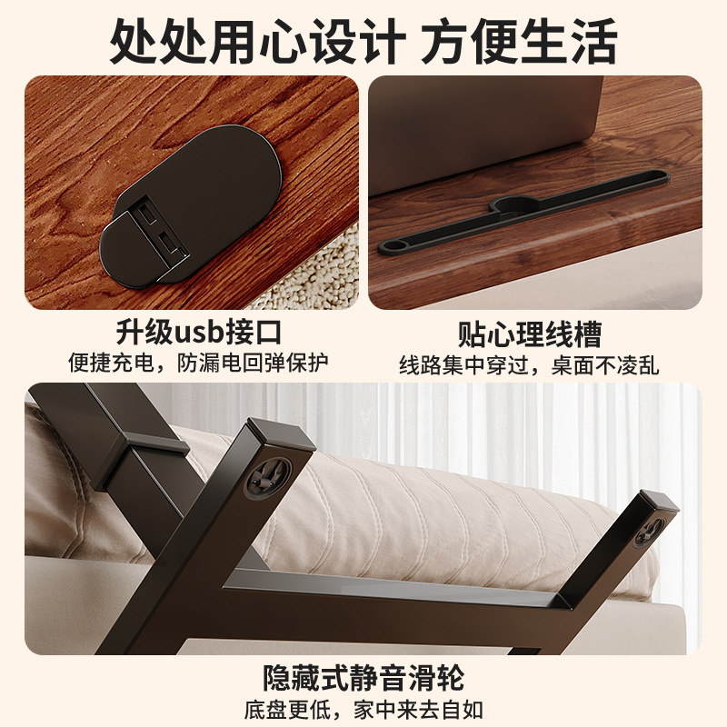 Mesa elevadora móvil de estilo crema, mesa auxiliar de sofá para el hogar, mesa de estudio, escritorio plegable moderno simple, mesa pequeña