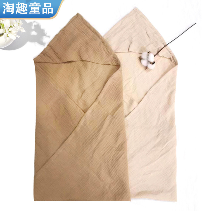 Baby's Pure Cotton Double Crepe Thin Summer Bath Towel Wrapping Towel Swaddle Blanket Breathable Towel