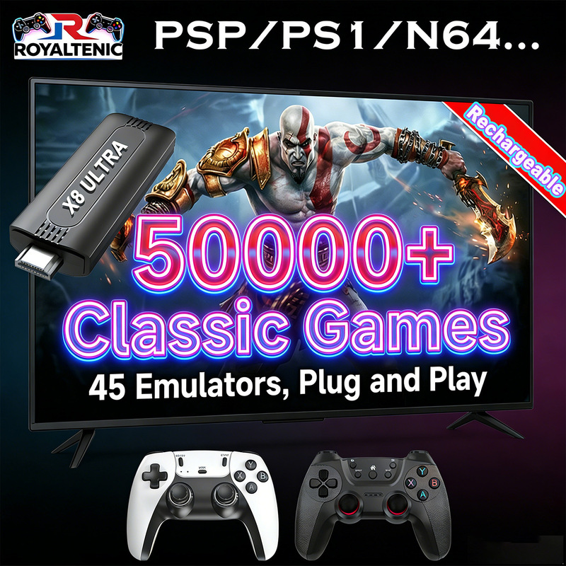 X8Ultra Game Stick Wholesale 45 Emulators Pre-Installed with 50,000 Games Pspps1 God of War Plug-And-Play Game Console
