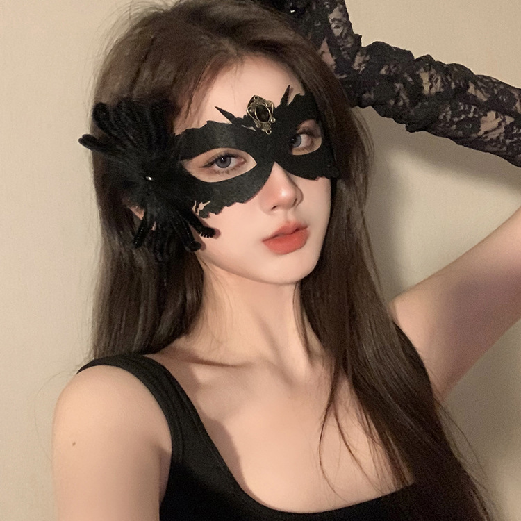 黑色花朵面具假面舞会装扮道具晚会年会半脸面具眼罩化妆之夜面罩|undefined