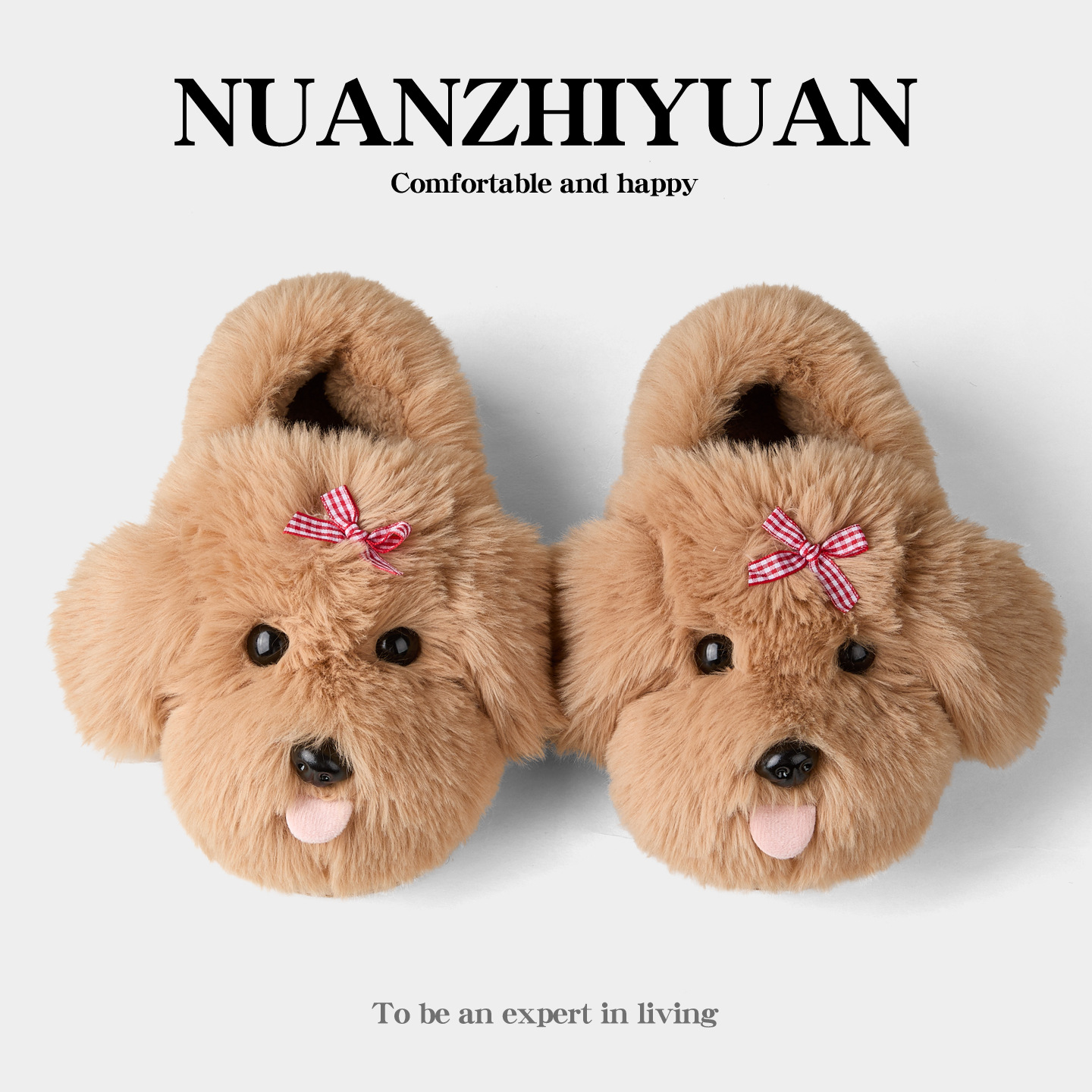 Fábrica de zapatos Qidan zapatillas de algodón de cachorro de dibujos animados para mujeres otoño y invierno en el hogar lindo calentamiento bolsa antideslizante tacones zapatos de algodón para mujeres