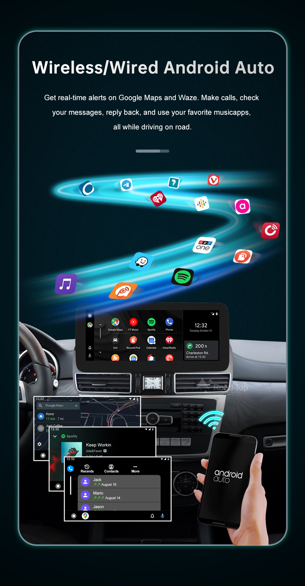 RoadTop Wireless CarPlay Screen For Mercedes Benz ML W166 GL X166 NTG4.5 Display