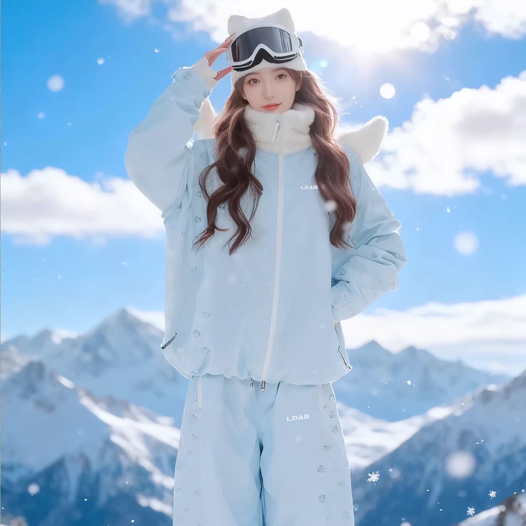 LDAB Blue Ski Suit for Women 2026 Winter Windproof, Cold-Resistant, Durable Snowboard Gear, One-Piece Dropshipping