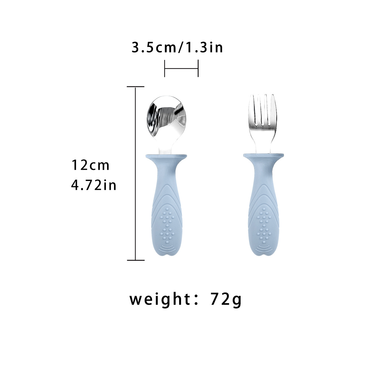 Cuchara y tenedor de acero inoxidable 304 para bebés, especial para bebés que aprenden a comer, entrenando a los niños a comer de forma independiente, vajilla para alimentos complementarios