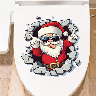 New wholesale Santa Claus broken wall out of the bathroom bedroom toilet stickers home decoration wall stickers self-adhesive stickers