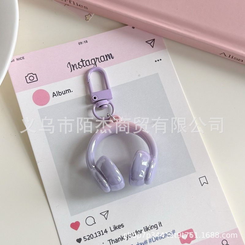 新しい ins 甘くてクールなヘッドフォンキーホルダーペンダントクリエイティブカラフルなヘッドフォンペンダントバッグペンダント親友ギフト|undefined
