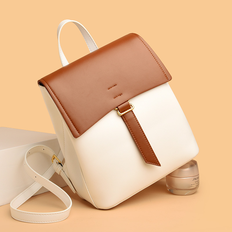 Genuine Leather Backpack Women's 2022 New Cowhide Women's Bag All-match Fashionable Student Schoolbag Large Capacity Travel Bag