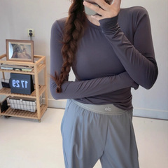 高版本卡戴珊SKIMS FITS EVERYBODY轻薄长袖圆领T恤防晒上衣弹力