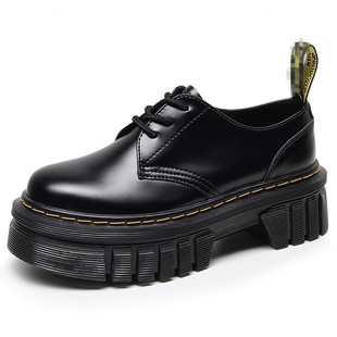 1461 Thickened Bottom 3 Hole QUAD Martin Shoes Women's Low-top Genuine Leather Tire Bottom Round Toe Casual Student Sponge Ankle Boots