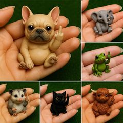 越境新品面白いミニ中指動物像ノベルティ樹脂デスクトップガーデン中指彫刻装飾品