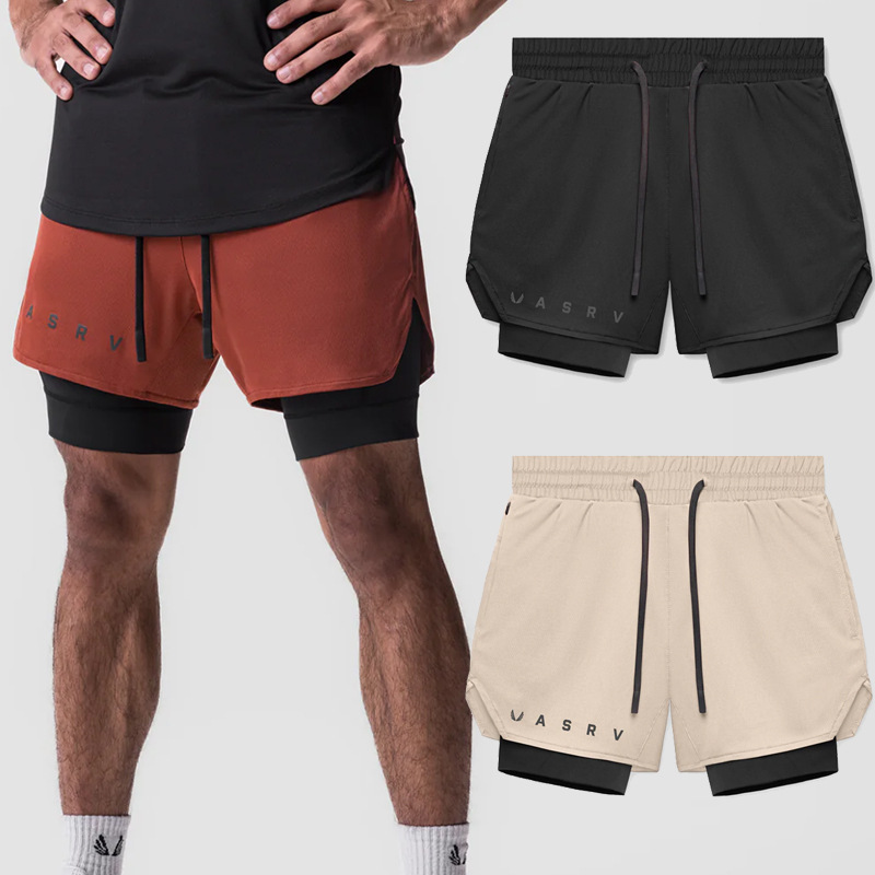Summer New Men's Shorts 2-in-1 Double-Layer Jogger Gym Short-Sleeved Sports Basketball Training Breathable Quick-Drying Summer New Men's Shorts 2-in-1 Double-Layer Jogger Gym Short-Sleeved Sports Basketball Training Breathable Quick-Drying