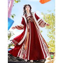 灵蛇小福星原创齐胸汉服女2024新款秋冬加厚加绒斗篷唐制襦裙古装