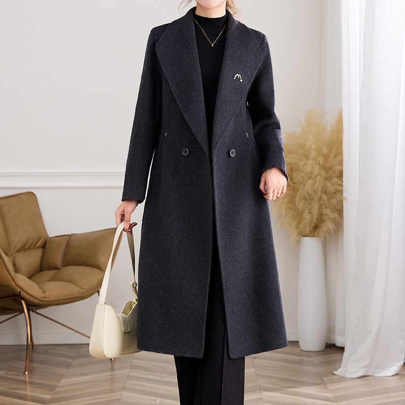 Noble Middle-Aged Women's Woolen Outwear Suit 2025 New Mother's Wedding Banquet Long Double-Sided Velvet Outwear Noble Middle-Aged Women's Woolen Outwear Suit 2025 New Mother's Wedding Banquet Long Double-Sided Velvet Outwear