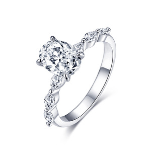 Egg-Shaped Diamond Ring CVD Marriage Ring IGI Lab Grow Diamond Engagement Diamond Ring 18K Gold