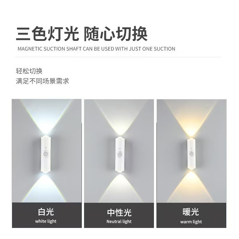 跨境RGB七彩渐变小夜灯智能人体感应磁吸夜光充电式幻彩氛围|undefined
