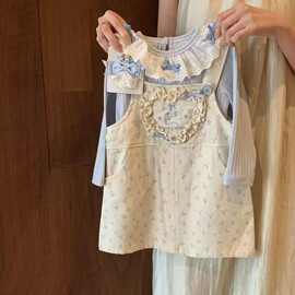 女童春夏款背带裙套装2025新款可爱两用小童女宝宝时髦两件套甜美