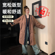 中式棉麻女装国风复古斜襟文艺宽松佛系禅意棉衣外套