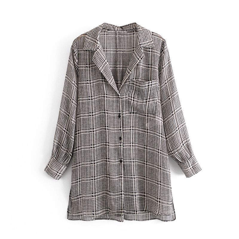 loose casual plaid long shirt  NSAM38940