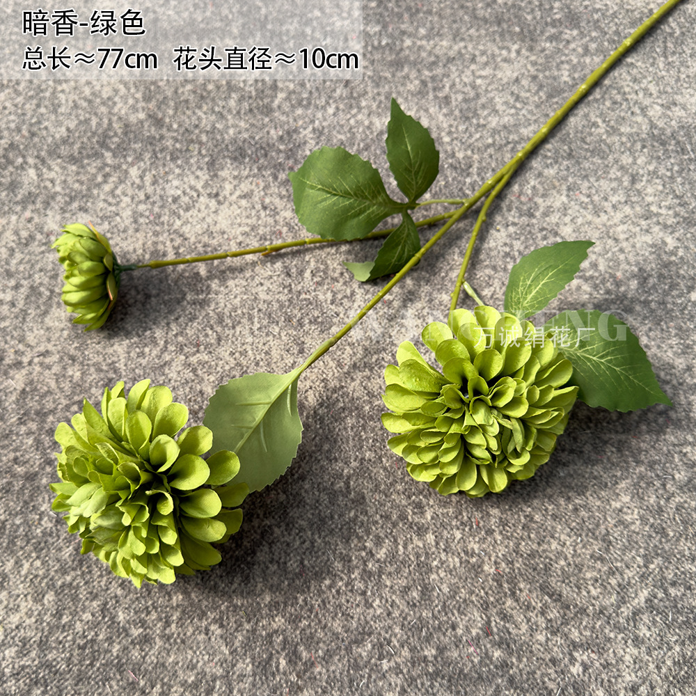 짙은 녹색 머리 3개(현재 모델에는 잎이 없음)