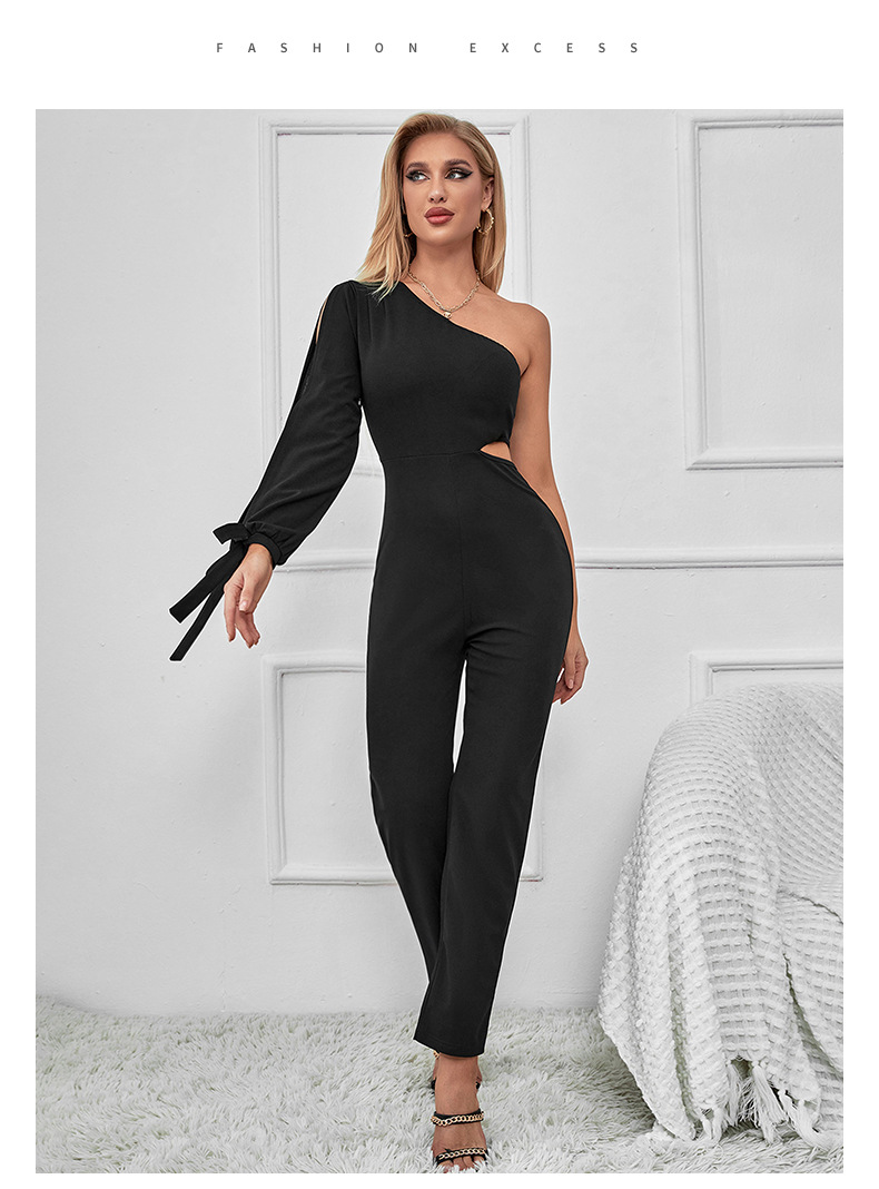 Black Straight Slim Solid Color Jumpsuit - Jumpsuits & Rompers - Uniqistic.com