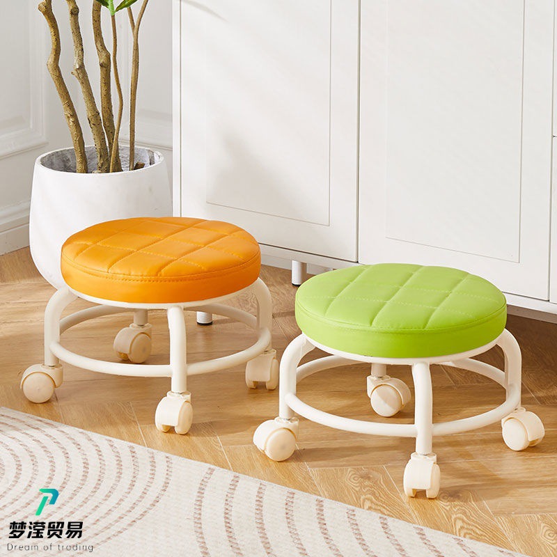 Taburete giratorio con ruedas, una herramienta apta para bebés para aprender a caminar, taburete suave para cambiar zapatos, limpiar suelos, manicura, pedicura y taburete infantil.