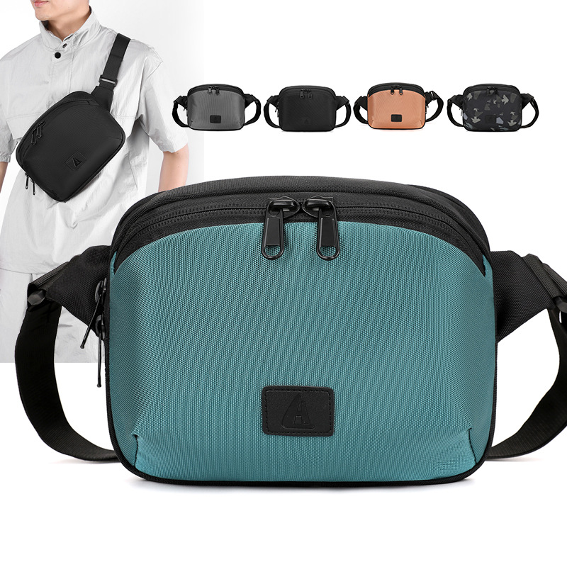 胸前包男士斜挎包休闲户外运动手机包机车包多功能轻便小背包跨境