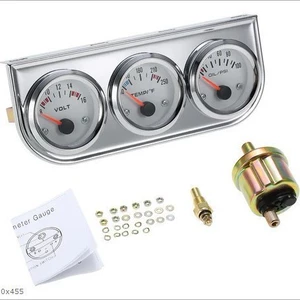 Cross-border 52mm car modification water temperature gauge, Fahrenheit oil pressure gauge, PSI voltage triple gauge combination with sensor
