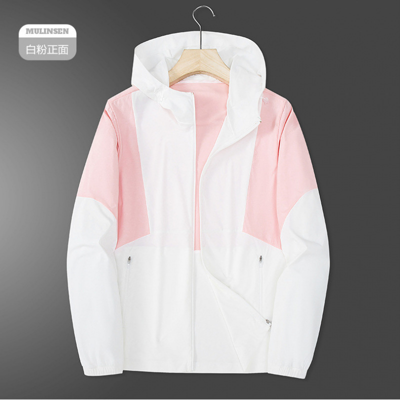 2508 color de verano para hombres y mujeres hielo ventilador chaqueta de protección solar deportiva con sombrero al aire libre abrigo elástico super delgado de moda