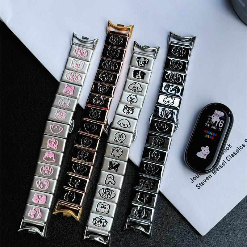 Metal Cartoon Cat Puppy for Mi Band 9/8pro Watch with Women's New GT5/4/3 Huawei 9/8