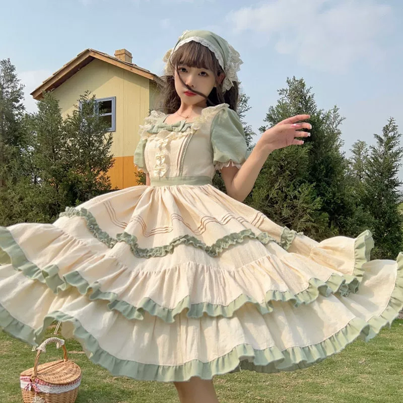 Дизайн короткий рукав платье, стиль Lolita, Lolita OP