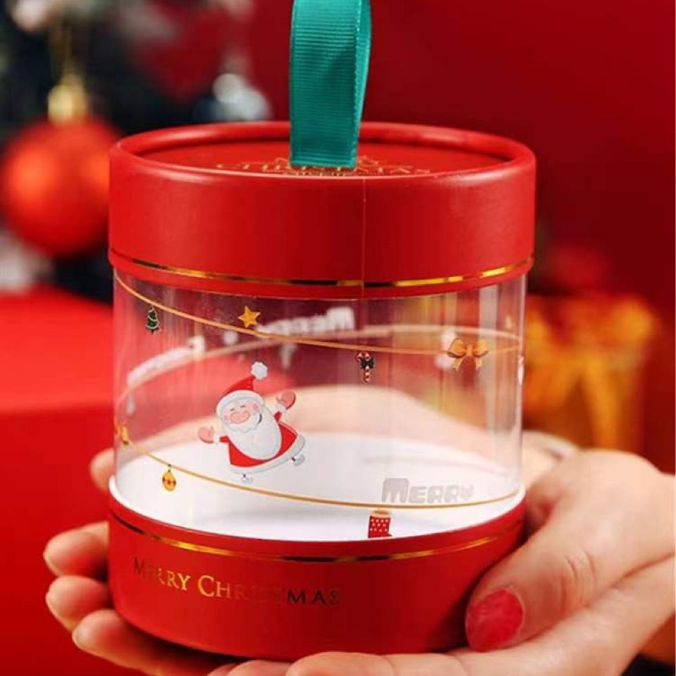 圣诞桶圆盒苹果绿色糖果礼盒抱抱桶盒礼品包装批发礼物盒节日礼盒