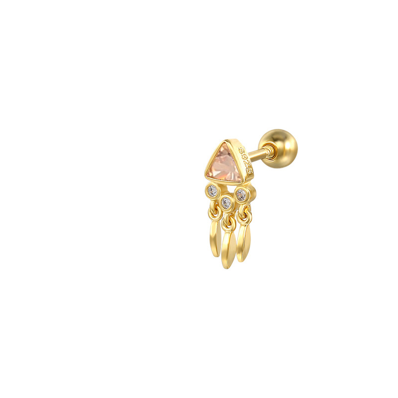 2g Weight 18K Gold Plated Plating Material Ear Studs Classification 1 Piece Quantity Holiday, Daily Occasion 925 Sterling Silver Material Triangle, Tassel Pattern Unisex Gender Casual, Simple Style Style 1 Piece Ear Cartilage Rings & Studs Casual Simple Style Triangle Tassel 925 Sterling Silver 18K Gold Plated 11
