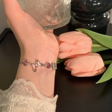 超仙彩色锆石蝴蝶手链女网红爆款ins潮轻奢高级感可抽拉设计手饰